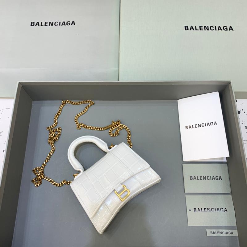 Balenciaga Bags 664676 crocodile pattern gold buckle white